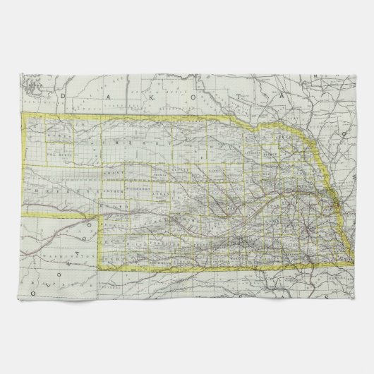 kaart van Nebraska (1889) Theedoek (Horizontaal)