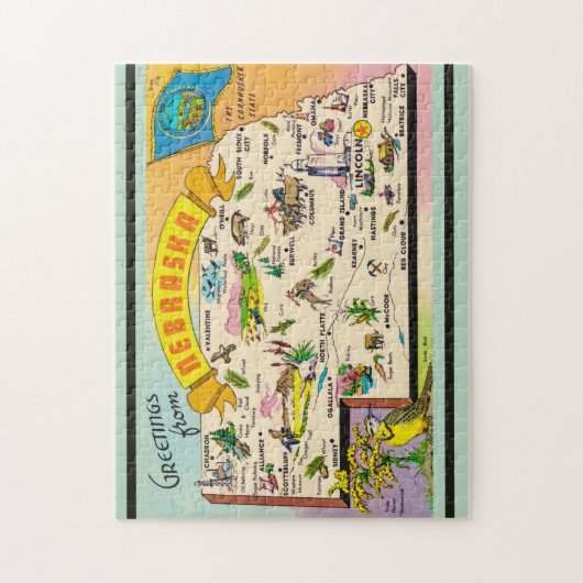  kaart van Nebraska Legpuzzel (Verticaal)