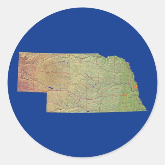 Kaart van Nebraska Sticker (Voorkant)