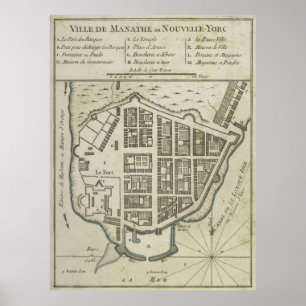 kaart van Neder-Manhattan (1764) Poster