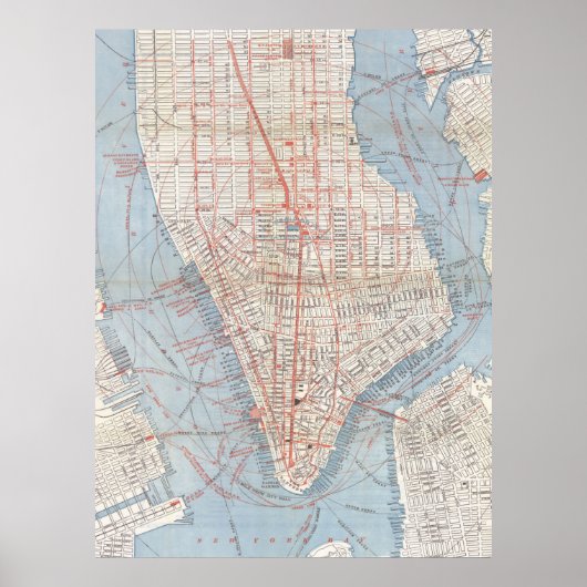 kaart van Neder-Manhattan (1879) Poster (Voorkant)