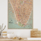  kaart van Neder-Manhattan (1921) Poster (Keuken)