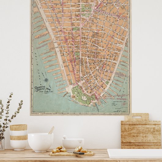  kaart van Neder-Manhattan (1921) Poster (Keuken)