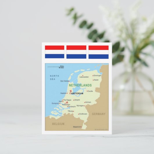 Kaart van Nederland (Staand voorkant)