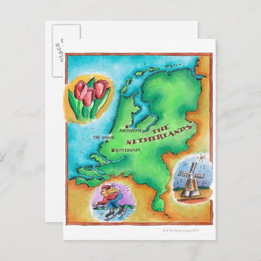 Kaart van Nederland (Voorkant / Achterkant)