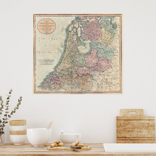  kaart van Nederland (1799) Poster (Keuken)