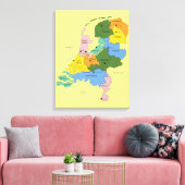 Kaart van Nederland Canvas Afdruk (Insitu (Woonkamer))
