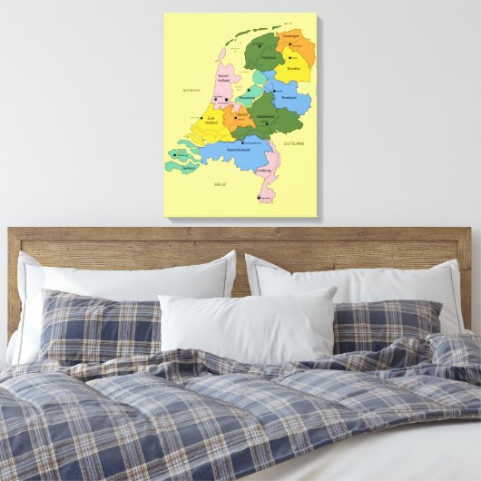 Kaart van Nederland Canvas Afdruk (Insitu (Slaapkamer))