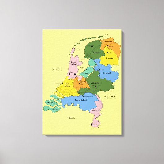 Kaart van Nederland Canvas Afdruk (Voorkant)