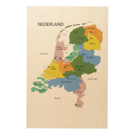 Kaart van Nederland Hout Afdruk