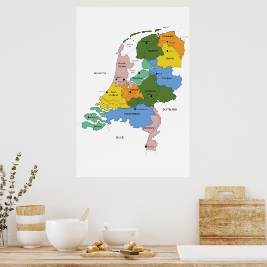 Kaart van Nederland Poster (Keuken)
