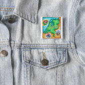 Kaart van Nederland Vierkante Button 5,1 Cm (In situ)