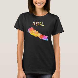 Kaart van Nepal Nepalees Kleurrijke kaart Waterv T-shirt