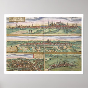 Kaart van Neurenberg, Ulm en Saltzburg uit 'Civita Poster