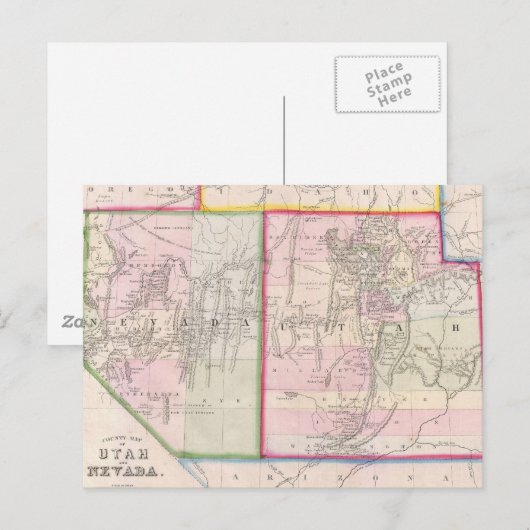  kaart van Nevada en Utah (1866) (Voorkant / Achterkant)