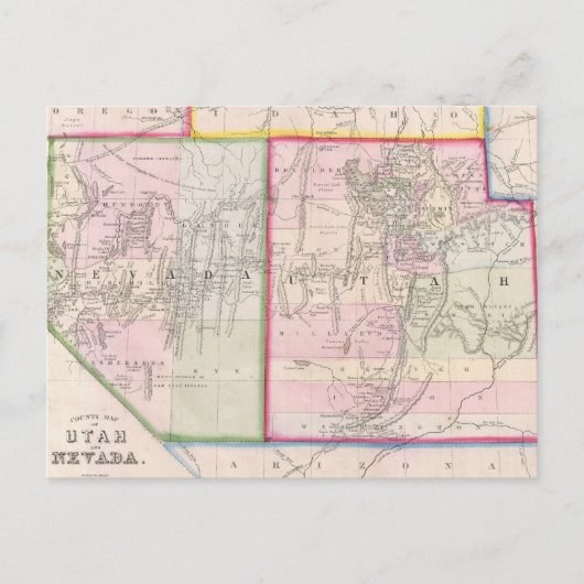  kaart van Nevada en Utah (1866) (Voorkant)