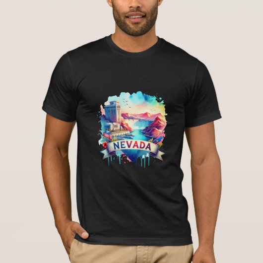  kaart van Nevada - Retro us State T-shirt (Voorkant)