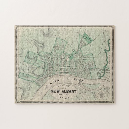 kaart van New Albany IN (1876) Legpuzzel (Horizontaal)