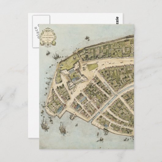  kaart van New Amsterdam (1660) (Voorkant / Achterkant)