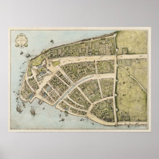  kaart van New Amsterdam (1660) Poster (Voorkant)