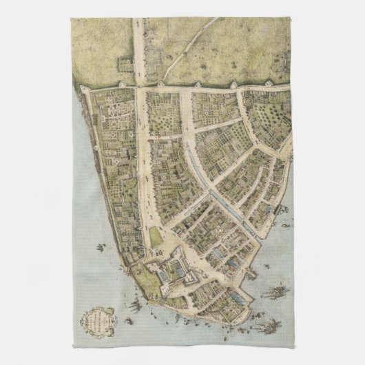  kaart van New Amsterdam (1660) Theedoek (Verticaal)