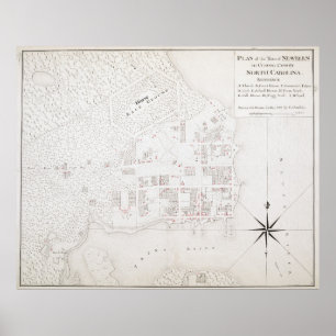  kaart van New Bern NC (1769) Poster