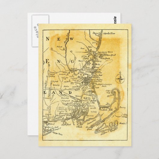 kaart van New England (Voorkant / Achterkant)