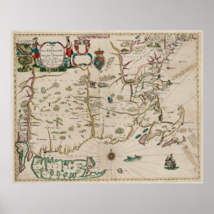  kaart van New England (1675) Poster