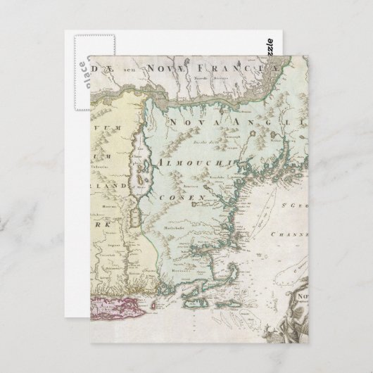  kaart van New England (1716) (Voorkant / Achterkant)