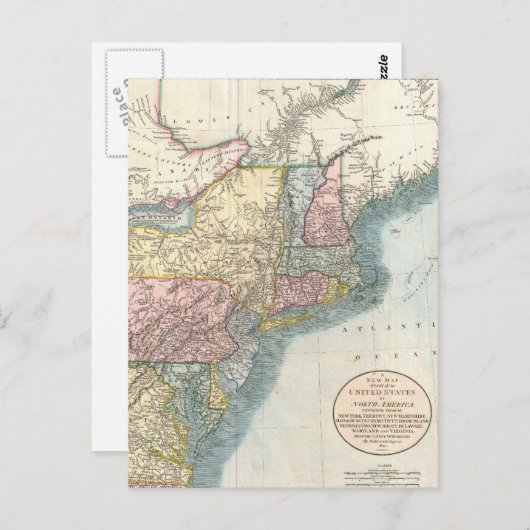 kaart van New England (1821) (Voorkant / Achterkant)