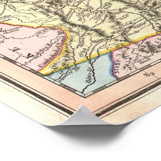  kaart van New England (1821) Poster (Hoek)