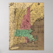  kaart van New England (1836) Poster (Voorkant)