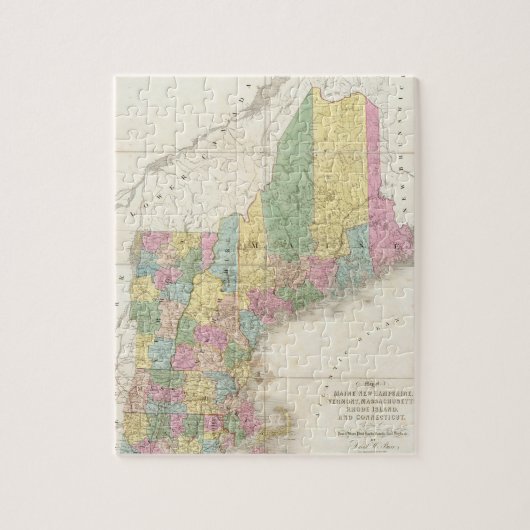  kaart van New England (1839) Legpuzzel (Verticaal)