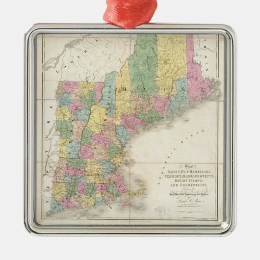 kaart van New England (1839) Metalen Ornament (Voorkant)