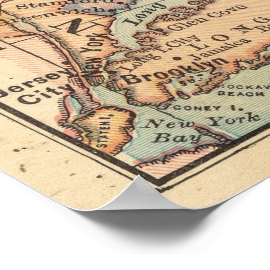  kaart van New England (1880) Poster (Hoek)