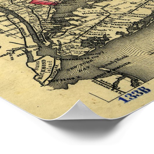 Kaart van New England and Surround (1860) Poster (Hoek)