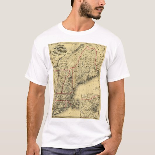 Kaart van New England and Surround (1860) T-shirt (Voorkant)