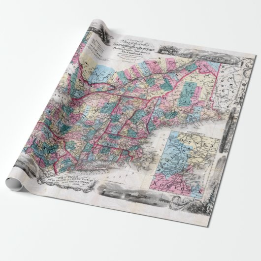 kaart van New England Cadeaupapier (Uitgerold)