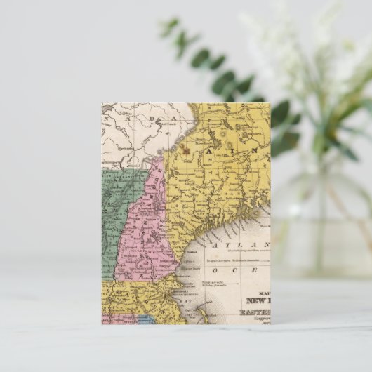 Kaart van New England of de Oostelijke Staten (Staand voorkant)