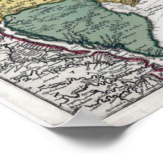  kaart van New England Poster (Hoek)