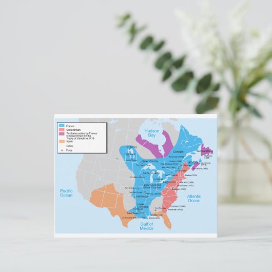 Kaart van New-France in 1750 (Staand voorkant)