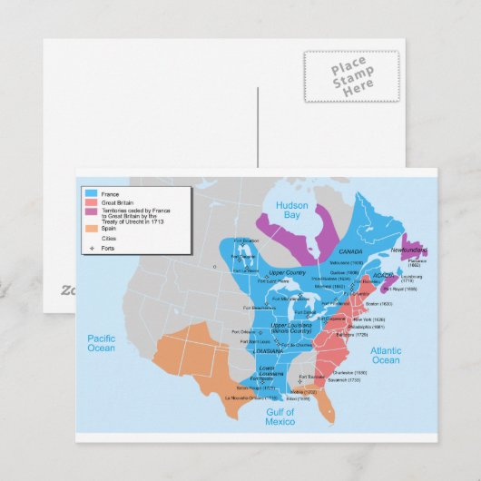 Kaart van New-France in 1750 (Voorkant / Achterkant)
