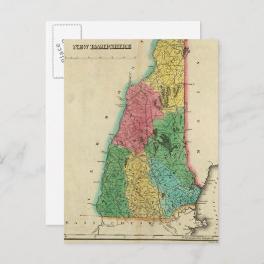 Kaart van New Hampshire (Voorkant / Achterkant)