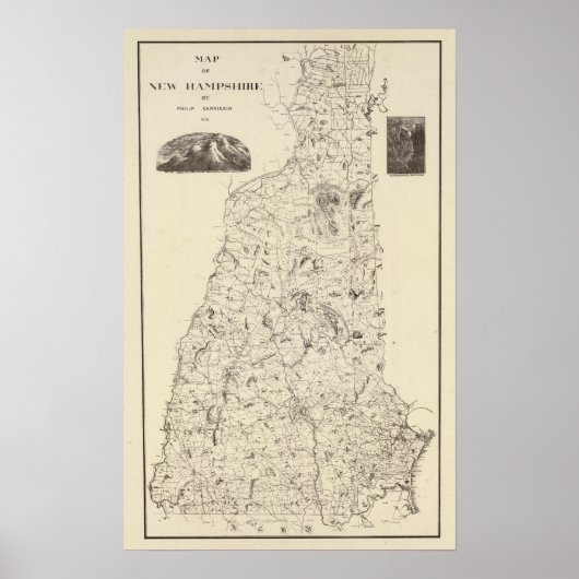 Kaart van New Hampshire 1816 Poster (Voorkant)