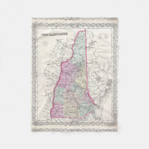  kaart van New Hampshire (1855) Fleece Deken