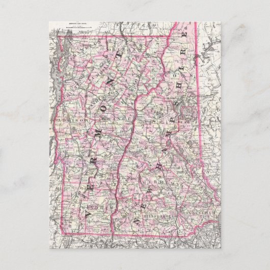  kaart van New Hampshire en Vermont (1861) (Voorkant)