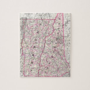 kaart van New Hampshire en Vermont (1861) Legpuzzel
