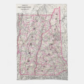  kaart van New Hampshire en Vermont (1861) Theedoek (Verticaal)