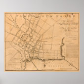 kaart van New Haven CT (1827) Poster (Voorkant)