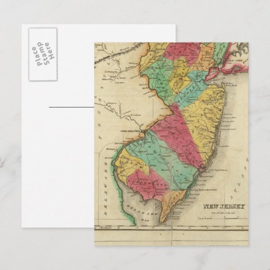 Kaart van New Jersey (Voorkant / Achterkant)